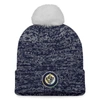 FANATICS FANATICS BRANDED NAVY WINNIPEG JETS GLIMMER CUFFED KNIT HAT WITH POM