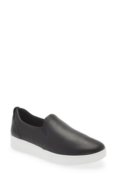 Fitflop Rally Leather Slip-on Skate Sneaker In Black