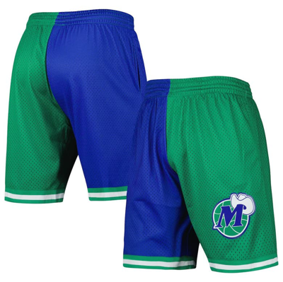 Mitchell & Ness Blue/green Dallas Mavericks Hardwood Classics 1998 Split Swingman Shorts