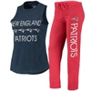 Concepts Sport Women's  Navy, Red New England Patriots Plus Size Meter Tank Top And Pants Sleep Set In Navy