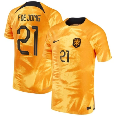 Nike Netherlands National Team 2022/23 Vapor Match Home (frenkie De Jong)  Men's Dri-fit Adv Soccer Jerse In Orange