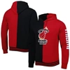 Mitchell & Ness Men's  Black, Red Miami Heat Hardwood Classics Split Pullover Hoodie In Black