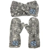 Zoozatz North Carolina Tar Heels Logo Marled Headband And Mitten Set In Gray