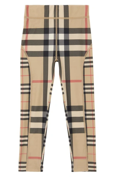 Burberry Kids' Isabella Check-print Stretch-woven Leggings 4-14 Years In 中性色