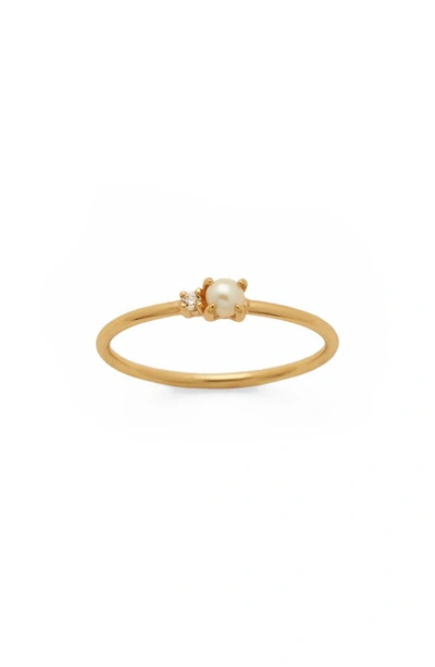 Made By Mary Petite Pearl Ring In Gold