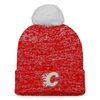 FANATICS FANATICS BRANDED RED CALGARY FLAMES GLIMMER CUFFED KNIT HAT WITH POM