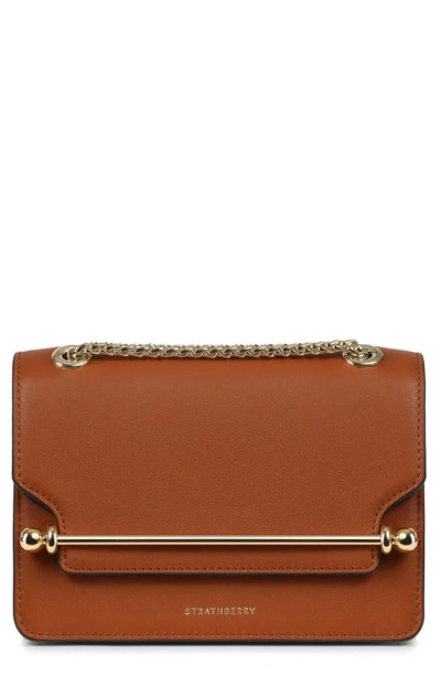 Strathberry Mini East/west Leather Shoulder Bag In Brown