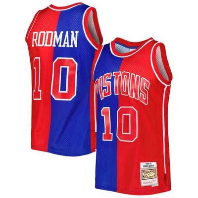Mitchell & Ness Dennis Rodman Blue/red Detroit Pistons Hardwood Classics 1988/89 Split Swingman Jers