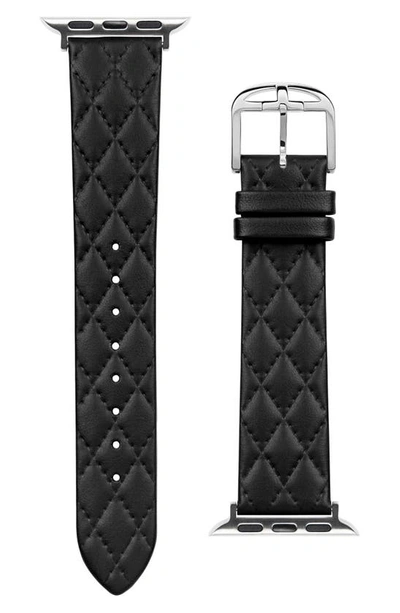 Ted Baker Quilted Leather Apple Watch® Watchband In Black