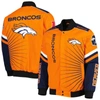 G-III SPORTS BY CARL BANKS G-III SPORTS BY CARL BANKS ORANGE DENVER BRONCOS EXTREME REDZONE FULL-SNAP VARSITY JACKET