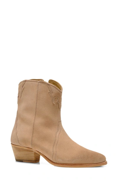 Free People New Frontier Western Bootie In Pearl Sand Suede