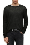 John Varvatos Linen Crewneck Sweater In Black