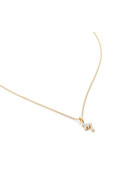 Monica Vinader Diamond Alphabet Pendant Necklace In 18ct Gold Vermeil Sterling M