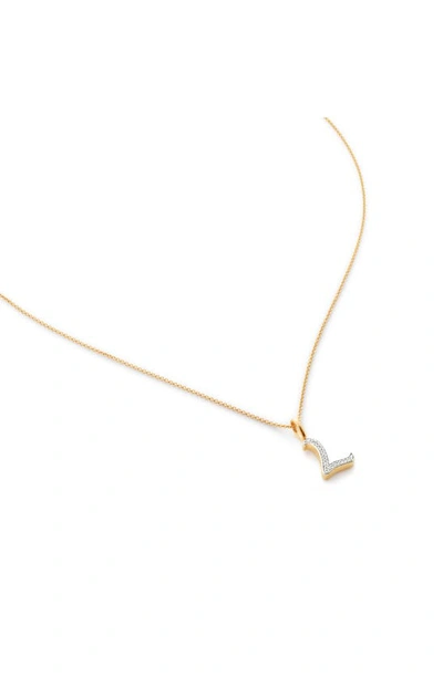 Monica Vinader Diamond Alphabet Pendant Necklace In 18ct Gold Vermeil Sterling L