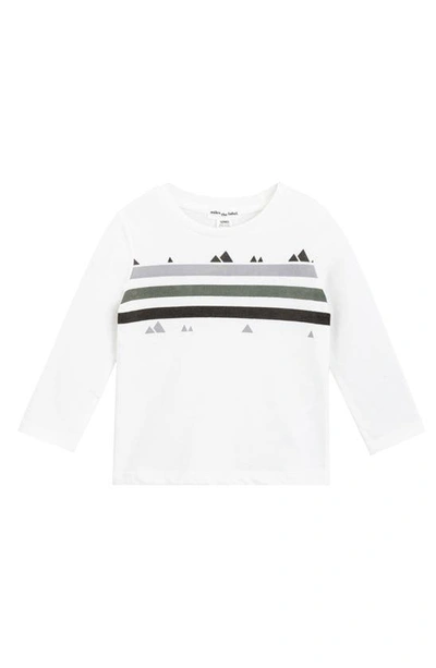 Miles The Label Babies' Mountain Horizon Stripe Organic Cotton T-shirt In 101 Off White