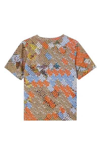 Burberry Kids' Tb Monogram Map Print Cotton T-shirt In Beige