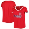 Soft As A Grape Red Washington Nationals Plus Size V-neck T-shirt In Red