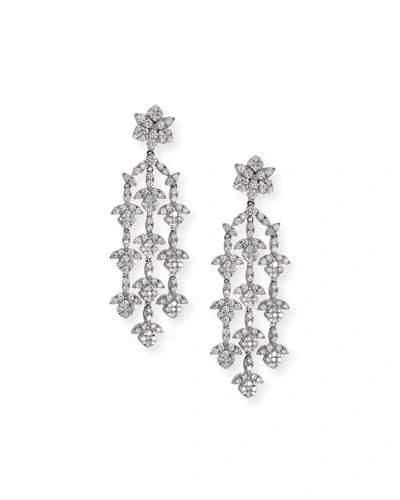 Bessa Dangling 18k White Gold Three-strand Diamond Earrings