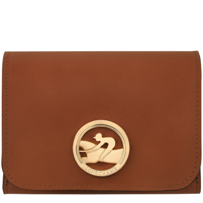 Longchamp Box-trot 三折皮质钱包 In Cognac