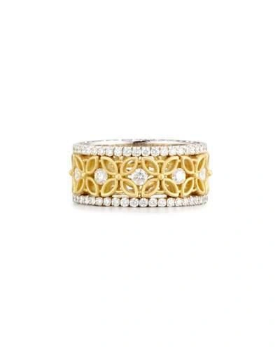 Jack Kelege & Company 18k White & Yellow Gold Floral Filigree Ring With Diamonds, 1.42 Tdw