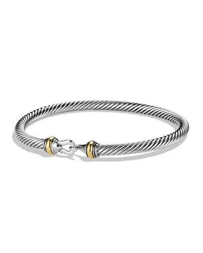 David Yurman 4mm Cable Classic Buckle Bracelet With 18k Gold In Yellow Gold