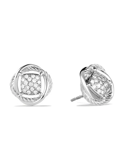 David Yurman Infinity Earrings With Diamonds In White/silver
