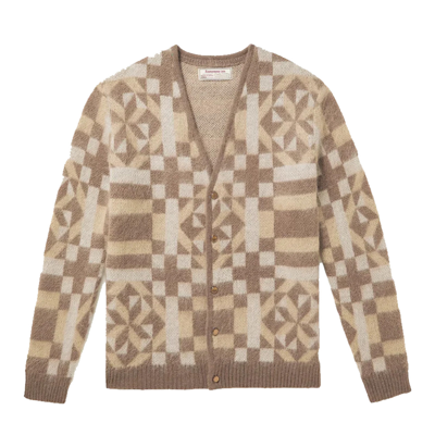Anonymous-ism Anonymous Ism American Quilt Cardigan Khaki In Brown