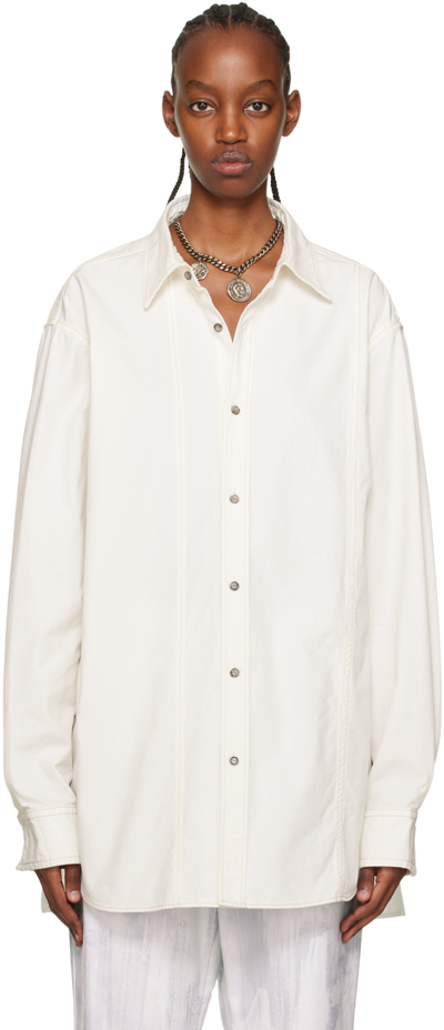 Acne Studios Ssense Exclusive White Denim Shirt In Ecru Beige