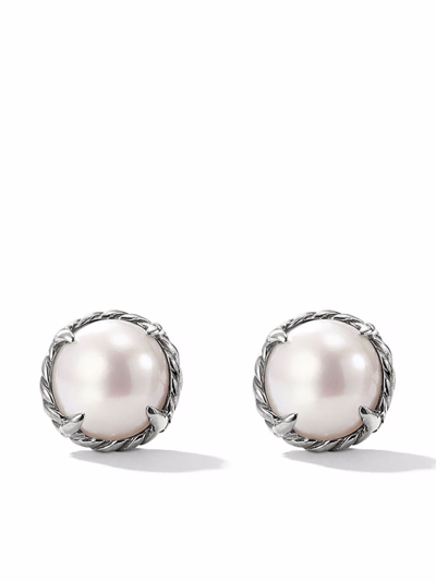 David Yurman Sterling Silver Chatelaine Pearl Stud Earrings