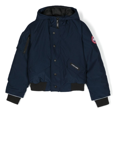 Canada Goose Kids' Contrast-trim Hooded Jacket In 蓝色