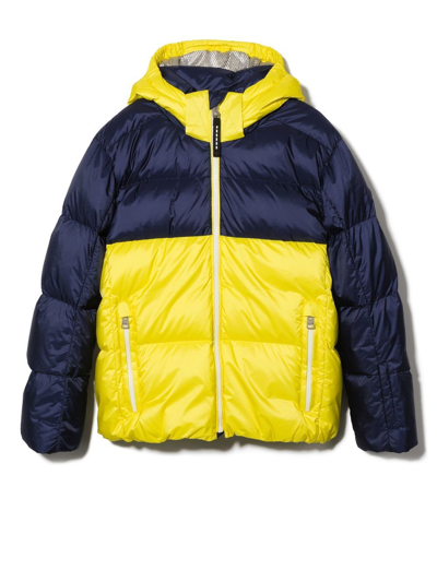 Bogner Kids' Elias-d Hooded Feather-lined Jacket In Yellow Navy