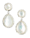 Ippolita Wonderland Mother-of-pearl, Clear Quartz & Sterling Silver Teardrop Snowman Doublet Post Earrings In Silver/white