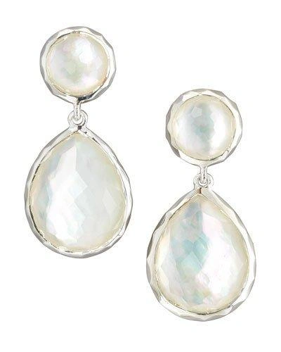 Ippolita Wonderland Mother-of-pearl, Clear Quartz & Sterling Silver Teardrop Snowman Doublet Post Earrings In Silver/white