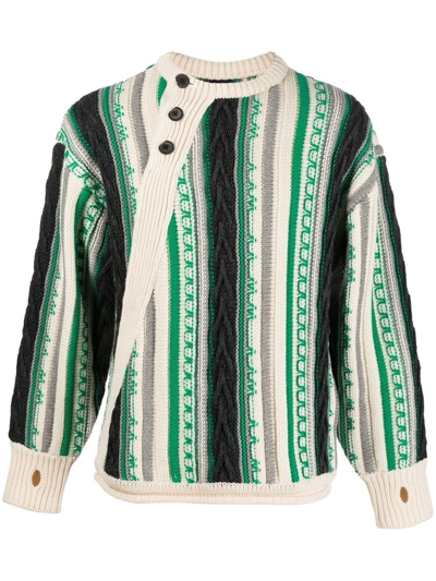 ADER ERROR FREMA STRIPED-KNIT BUTTONED JUMPER