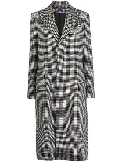 Polo Ralph Lauren Wells Houndstooth Wool Coat In 黑色