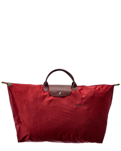 Longchamp Le Pliage Green Tote In Red