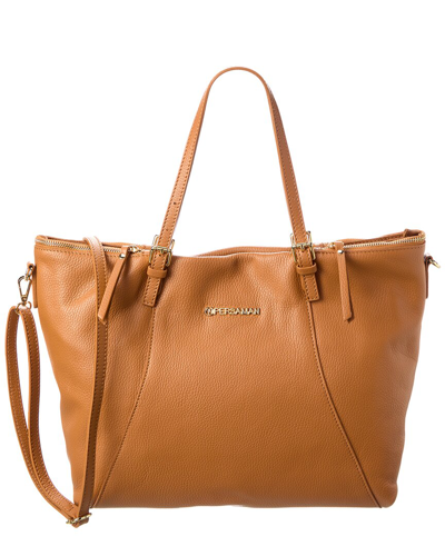 Persaman New York Geogette Leather Tote In Brown