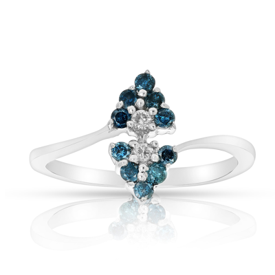 Vir Jewels 1/3 Cttw Blue Diamond Ring Fashion Round 10k White Gold