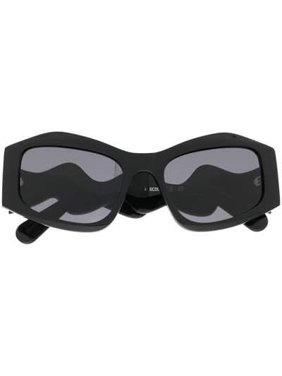 Gcds Scalloped-arm Cat-eye Sunglasses In Black