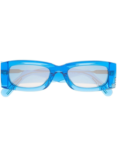 Gcds Logo-plaque Rectangle-frame Sunglasses In Blue