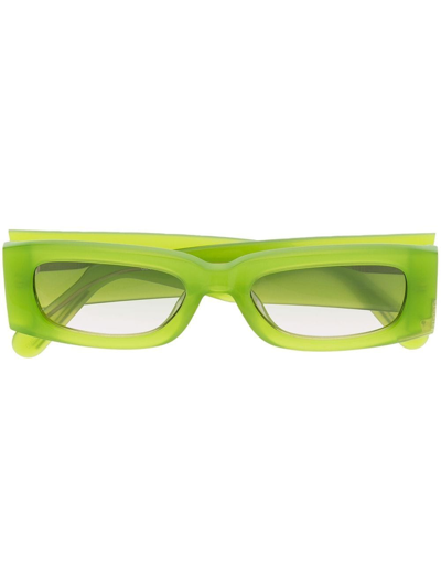 Gcds Logo-plaque Square-frame Sunglasses In Green