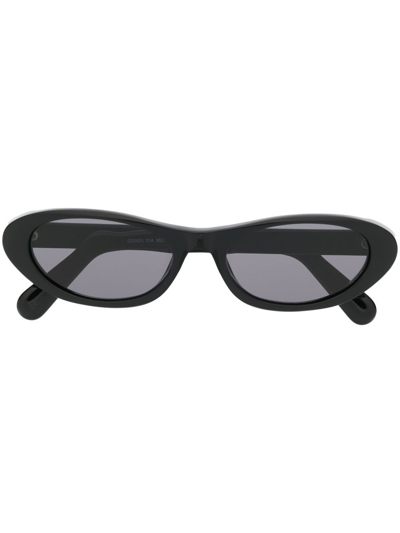 Gcds Logo-plaque Round-frame Sunglasses In Black