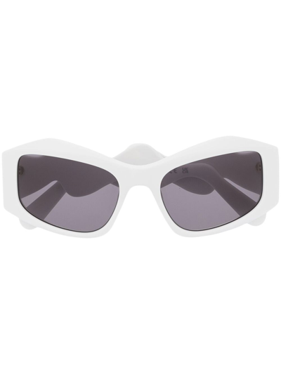 Gcds Logo-plaque Cat-eye Sunglasses In White
