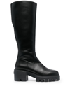 Stuart Weitzman Soho Calf-length Leather Boots In 黑色