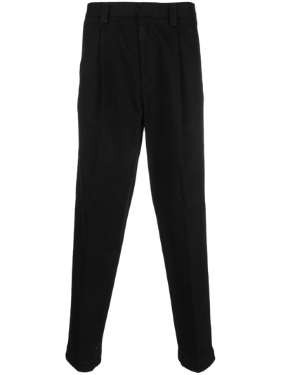 Zegna Tapered Leg Cotton Trousers In Blue
