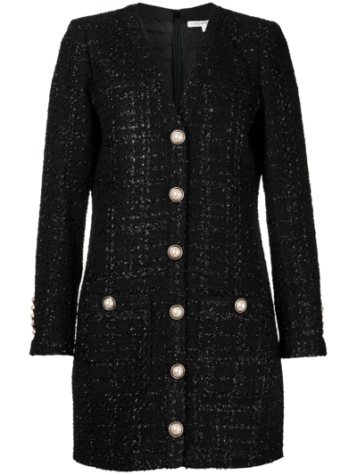 Veronica Beard Kenai Sparkly Button-front Blazer Dress In Black