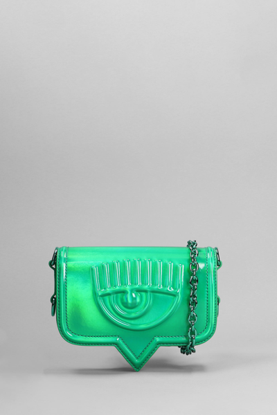Chiara Ferragni Eyelike Patent Shoulder Bag In Green