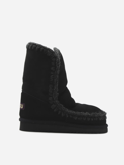 Mou 24 Eskimo Boots With Tone-on-tone Stitching In Black