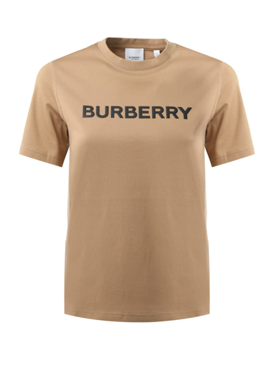 Burberry Camel-coloured T-shirt With Logo In Beige