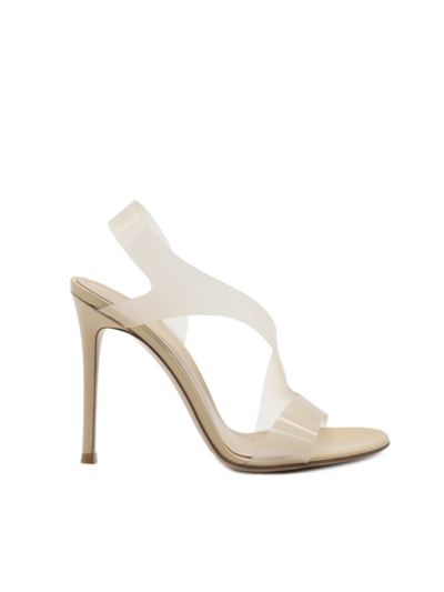 Gianvito Rossi Metropolis 70 Heeled Clear And Patent-leather Sandals In Nude+nude